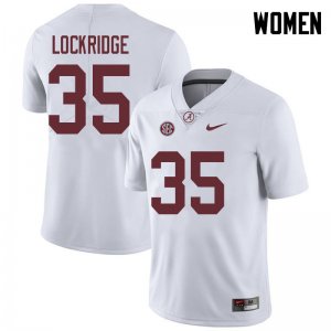 NCAA Women's Alabama Crimson Tide #35 De'Marquise Lockridge Stitched College 2018 Nike Authentic White Football Jersey PD17F48IF